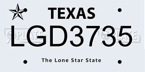 LGD3735 Texas License Plate