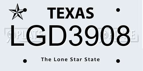 LGD3908 Texas License Plate