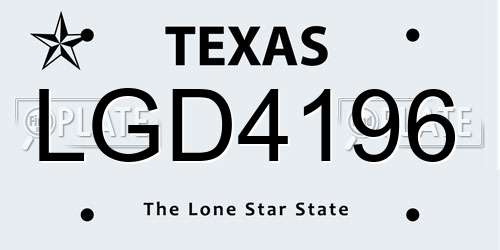 LGD4196 Texas License Plate