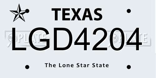 LGD4204 Texas License Plate