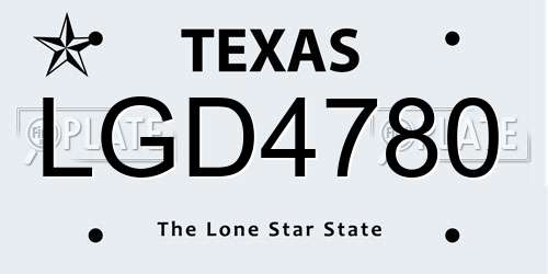 LGD4780 Texas License Plate