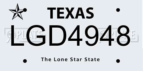 LGD4948 Texas License Plate