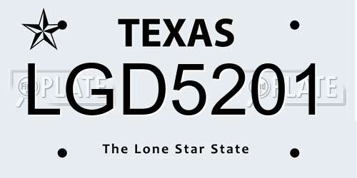 LGD5201 Texas License Plate