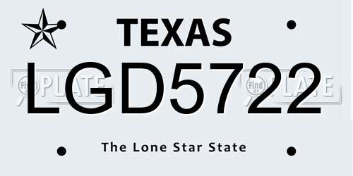 LGD5722 Texas License Plate