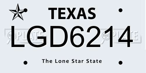 LGD6214 Texas License Plate
