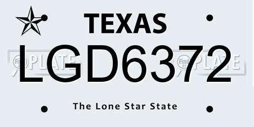 LGD6372 Texas License Plate