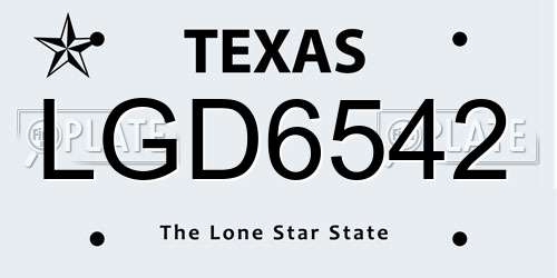 LGD6542 Texas License Plate