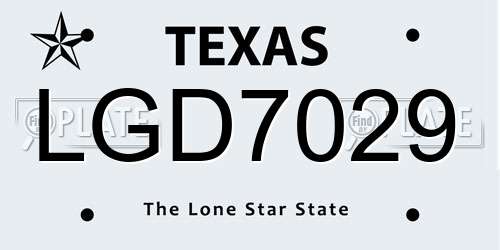 LGD7029 Texas License Plate