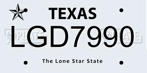 LGD7990 Texas License Plate