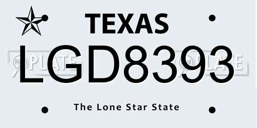 LGD8393 Texas License Plate