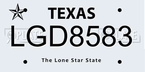 LGD8583 Texas License Plate