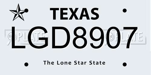 LGD8907 Texas License Plate