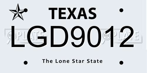LGD9012 Texas License Plate