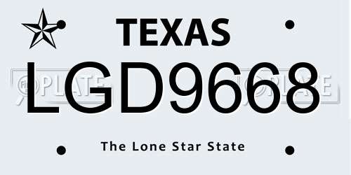 LGD9668 Texas License Plate