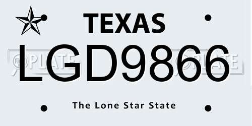 LGD9866 Texas License Plate