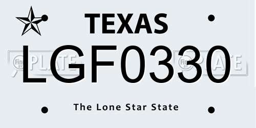 LGF0330 Texas License Plate
