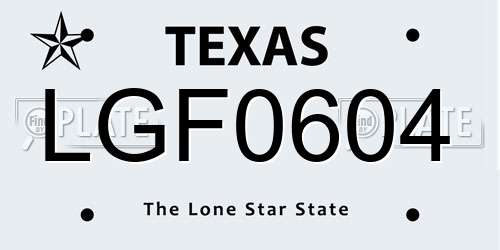 LGF0604 Texas License Plate