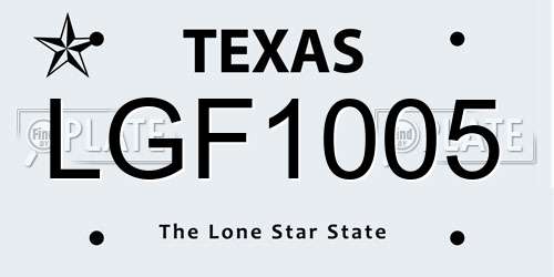 LGF1005 Texas License Plate