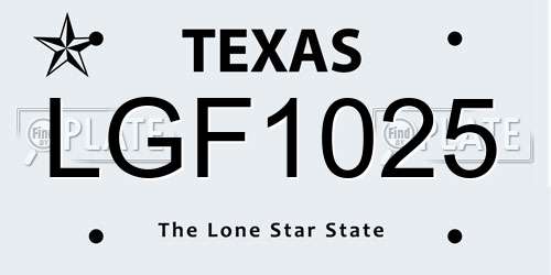 LGF1025 Texas License Plate