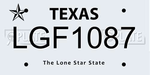 LGF1087 Texas License Plate