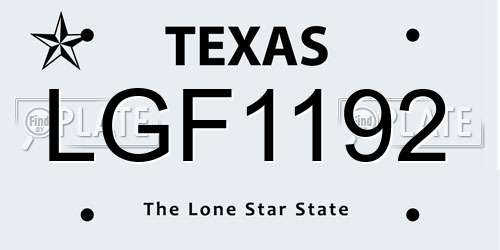 LGF1192 Texas License Plate