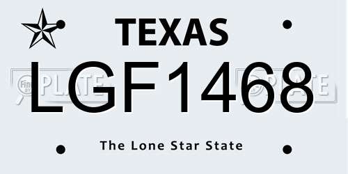 LGF1468 Texas License Plate