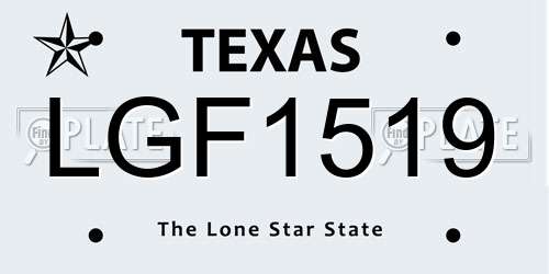 LGF1519 Texas License Plate