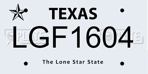 LGF1604 Texas License Plate