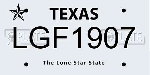 LGF1907 Texas License Plate