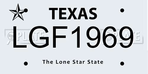 LGF1969 Texas License Plate