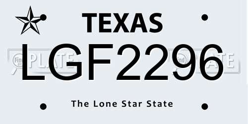 LGF2296 Texas License Plate