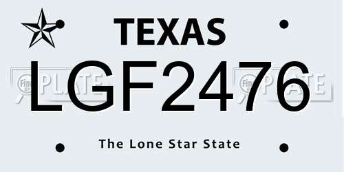 LGF2476 Texas License Plate
