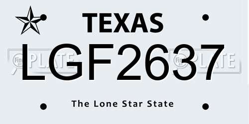 LGF2637 Texas License Plate