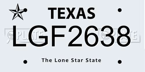 LGF2638 Texas License Plate