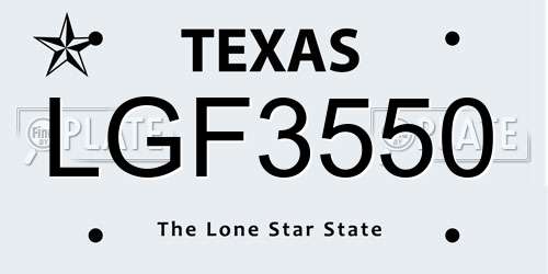 LGF3550 Texas License Plate