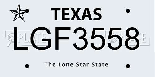 LGF3558 Texas License Plate