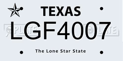 LGF4007 Texas License Plate