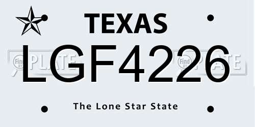 LGF4226 Texas License Plate