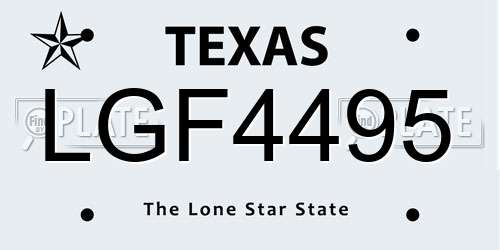 LGF4495 Texas License Plate