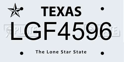LGF4596 Texas License Plate