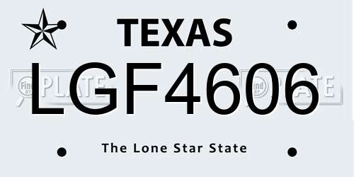 LGF4606 Texas License Plate