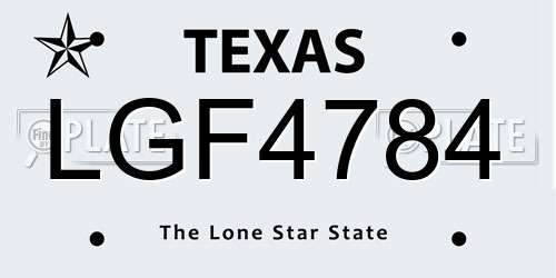 LGF4784 Texas License Plate