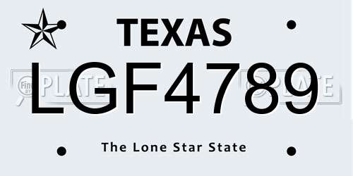 LGF4789 Texas License Plate