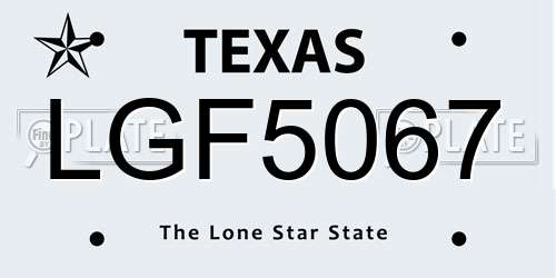 LGF5067 Texas License Plate