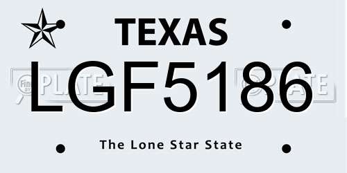 LGF5186 Texas License Plate
