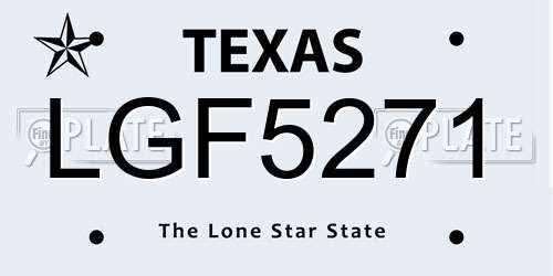 LGF5271 Texas License Plate