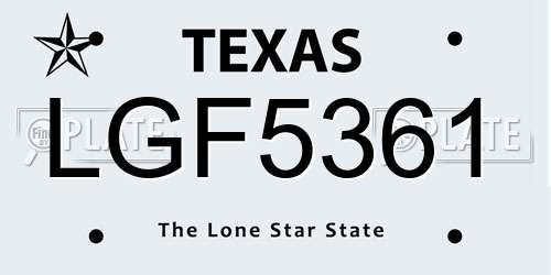 LGF5361 Texas License Plate