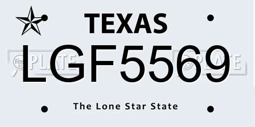 LGF5569 Texas License Plate