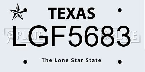 LGF5683 Texas License Plate
