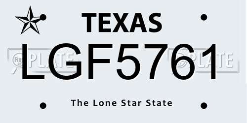 LGF5761 Texas License Plate